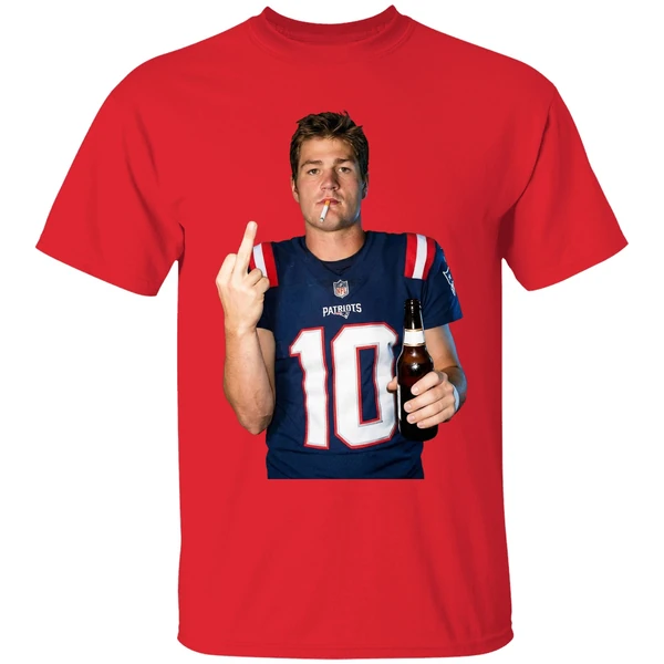 Drake Maye New England Patriots Nfl Middle Finger Smoking And Beer Meme Shirt - Image 7