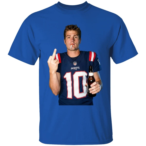 Drake Maye New England Patriots Nfl Middle Finger Smoking And Beer Meme Shirt - Image 8