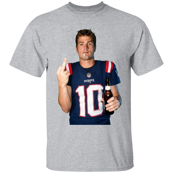Drake Maye New England Patriots Nfl Middle Finger Smoking And Beer Meme Shirt - Image 9