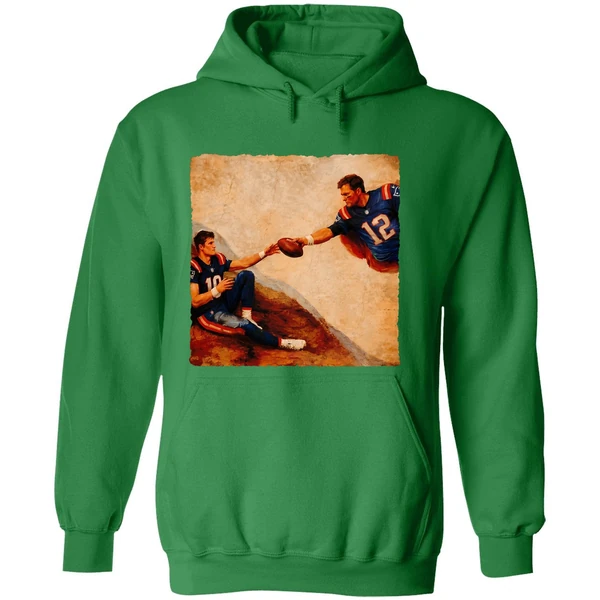Drake Maye Tom Brady The Creation Of Adam Michelangelo Hoodie - Image 2