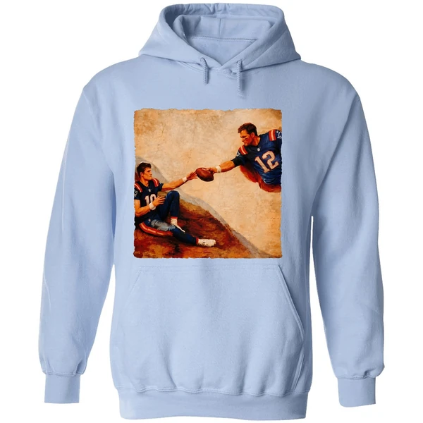 Drake Maye Tom Brady The Creation Of Adam Michelangelo Hoodie - Image 4