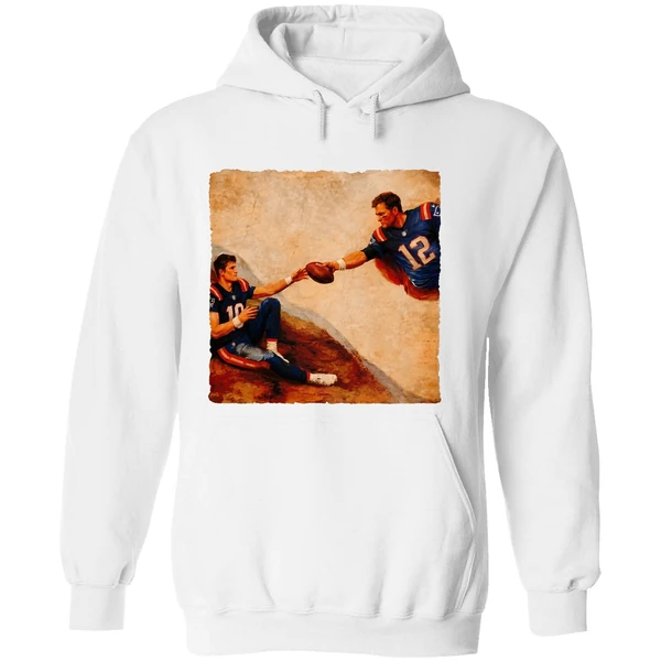 Drake Maye Tom Brady The Creation Of Adam Michelangelo Hoodie - Image 8
