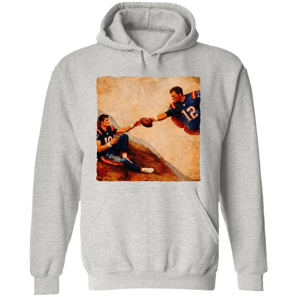 Drake Maye Tom Brady The Creation Of Adam Michelangelo Hoodie - Image 9