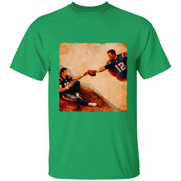 Drake Maye Tom Brady The Creation Of Adam Michelangelo Shirt - Image 2