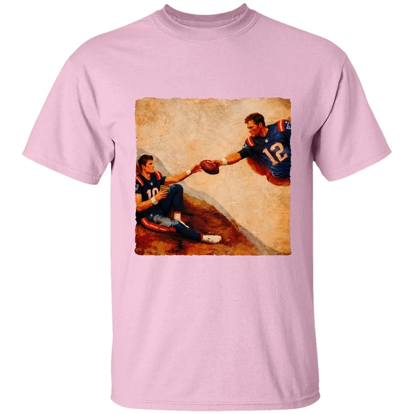 drake maye tom brady the creation of adam michelangelo shirt lightpink