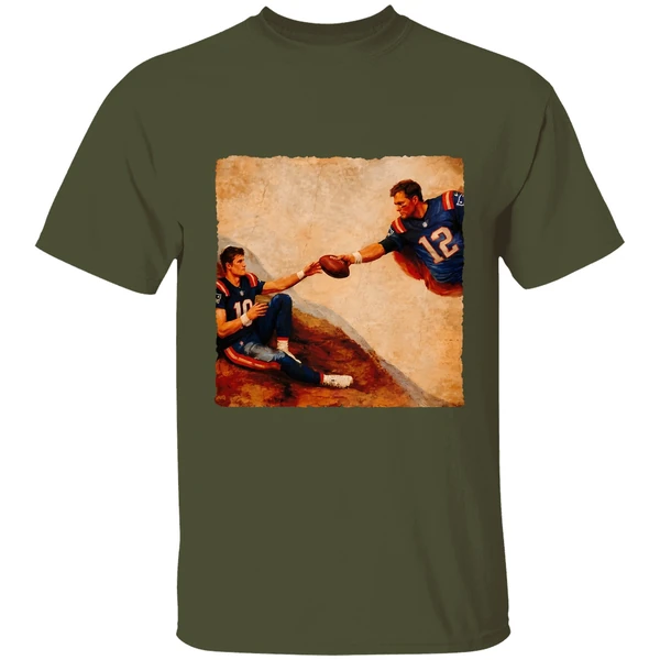 Drake Maye Tom Brady The Creation Of Adam Michelangelo Shirt - Image 4