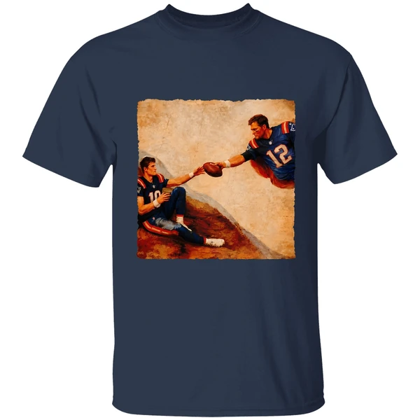 Drake Maye Tom Brady The Creation Of Adam Michelangelo Shirt - Image 5