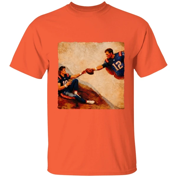 drake maye tom brady the creation of adam michelangelo shirt orange