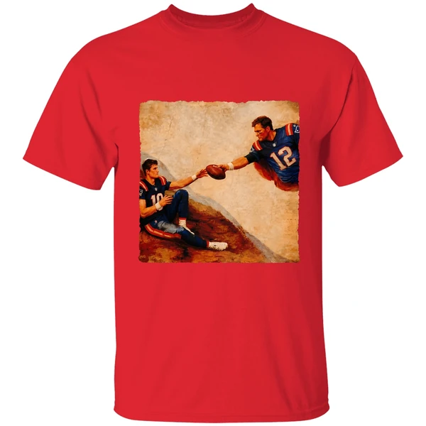 Drake Maye Tom Brady The Creation Of Adam Michelangelo Shirt - Image 7