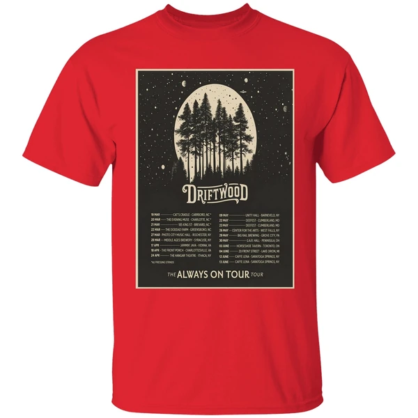 driftwood 2026 the always on tour poster shirt red