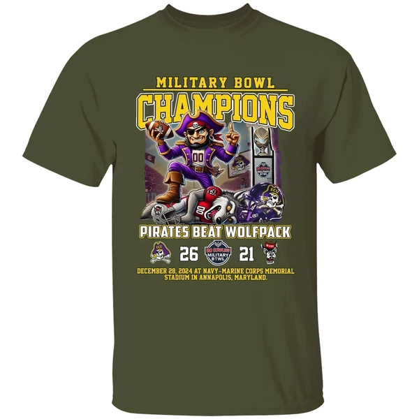 East Carolina Pirates Beat Wolfpack Military Bowl 2024 Champions Shirt - Image 3