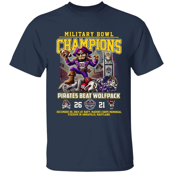 East Carolina Pirates Beat Wolfpack Military Bowl 2024 Champions Shirt - Image 4