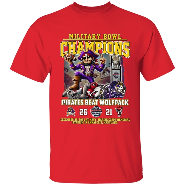 East Carolina Pirates Beat Wolfpack Military Bowl 2024 Champions Shirt - Image 6