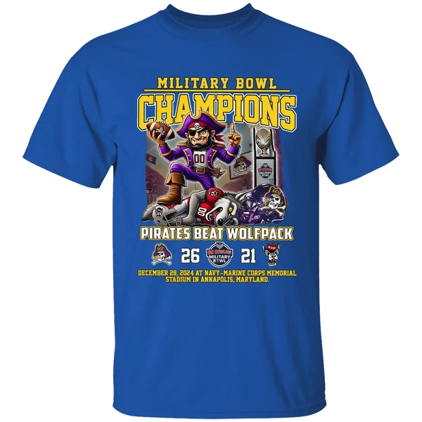 East Carolina Pirates Beat Wolfpack Military Bowl 2024 Champions Shirt - Image 7