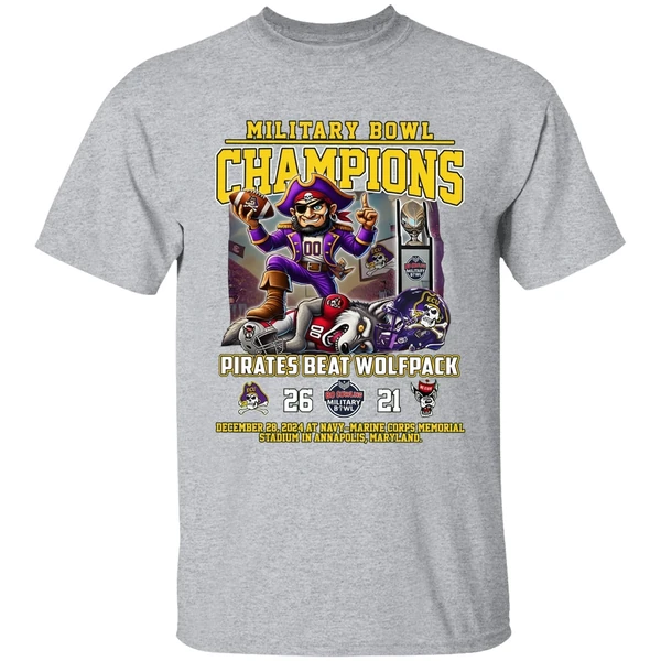 East Carolina Pirates Beat Wolfpack Military Bowl 2024 Champions Shirt