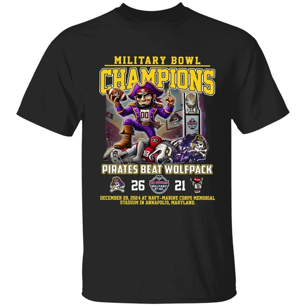 East Carolina Pirates Beat Wolfpack Military Bowl 2024 Champions Shirt - Image 8