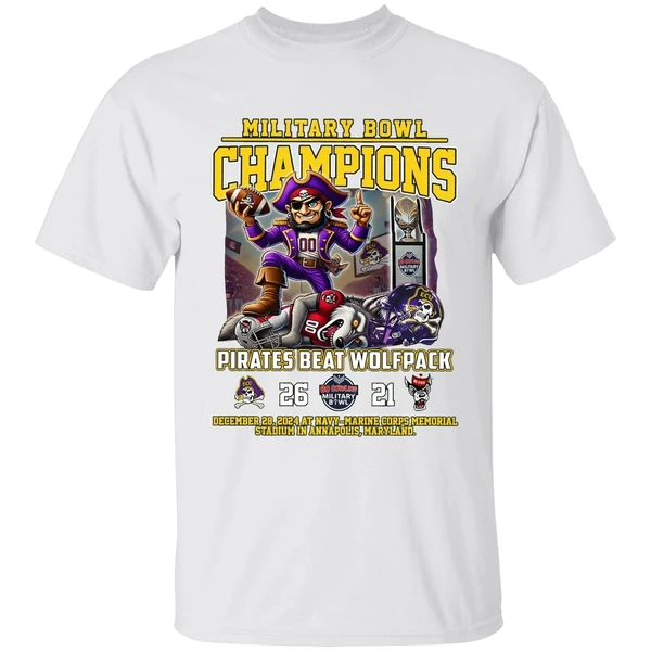 East Carolina Pirates Beat Wolfpack Military Bowl 2024 Champions Shirt - Image 9
