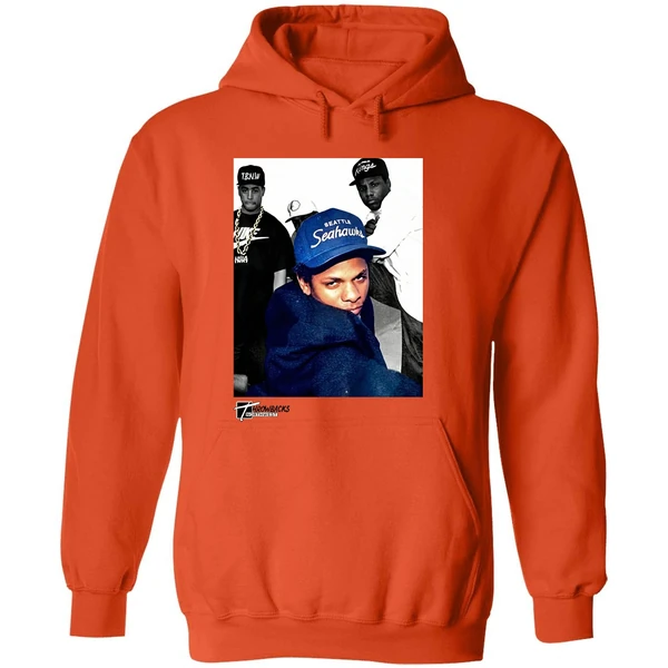 Eazy E Eric Lynn Wright Wearing Seattle Seahawks Cap West Coast Hoodie - Image 6