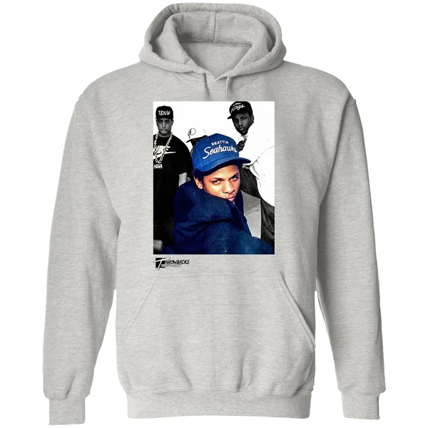 Eazy E Eric Lynn Wright Wearing Seattle Seahawks Cap West Coast Hoodie - Image 9