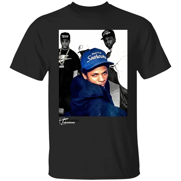 Eazy E Eric Lynn Wright Wearing Seattle Seahawks Cap West Coast Shirt - Image 7