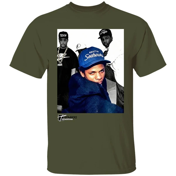 Eazy E Eric Lynn Wright Wearing Seattle Seahawks Cap West Coast Shirt - Image 9