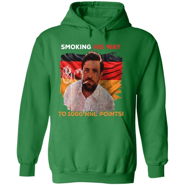 Edmonton Oilers Leon Draisaitl 1000 Nhl Points Smoking His Way Name And Number Hoodie - Image 2