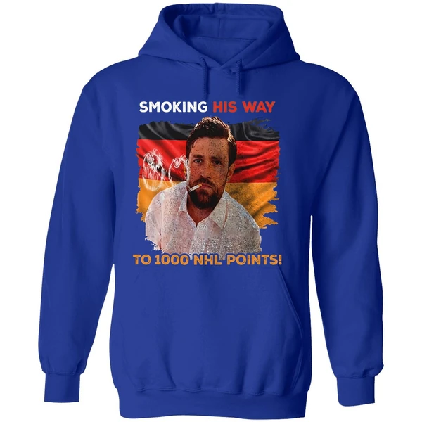 Edmonton Oilers Leon Draisaitl 1000 Nhl Points Smoking His Way Name And Number Hoodie - Image 7
