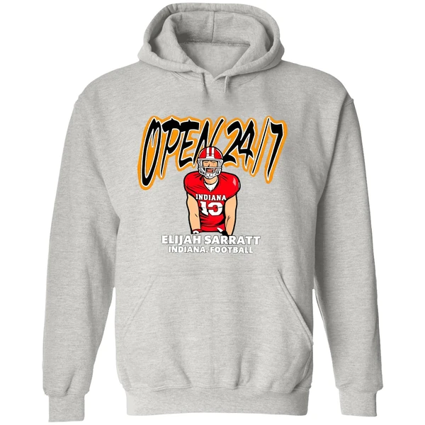 Elijah Sarratt Indiana Hoosiers Waffle House Open 24 7 Hoodie - Image 9