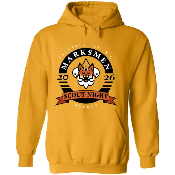 Fayetteville Marksmen Hockey Scout Night 2026 Logo Hoodie