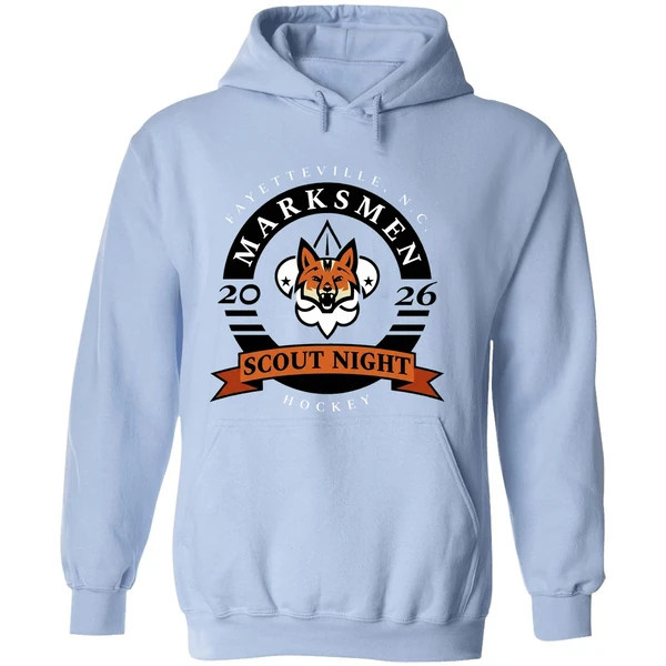 Fayetteville Marksmen Hockey Scout Night 2026 Logo Hoodie - Image 4