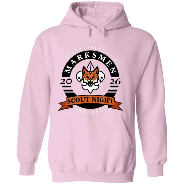 Fayetteville Marksmen Hockey Scout Night 2026 Logo Hoodie - Image 5