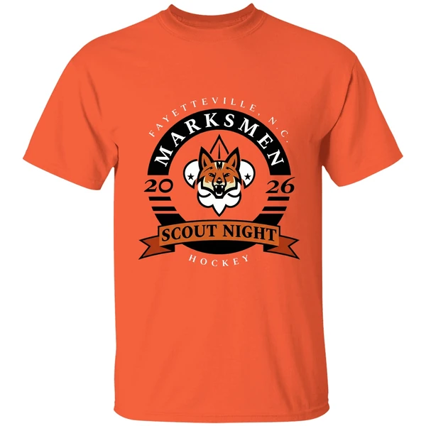 Fayetteville Marksmen Hockey Scout Night 2026 Logo Shirt - Image 3