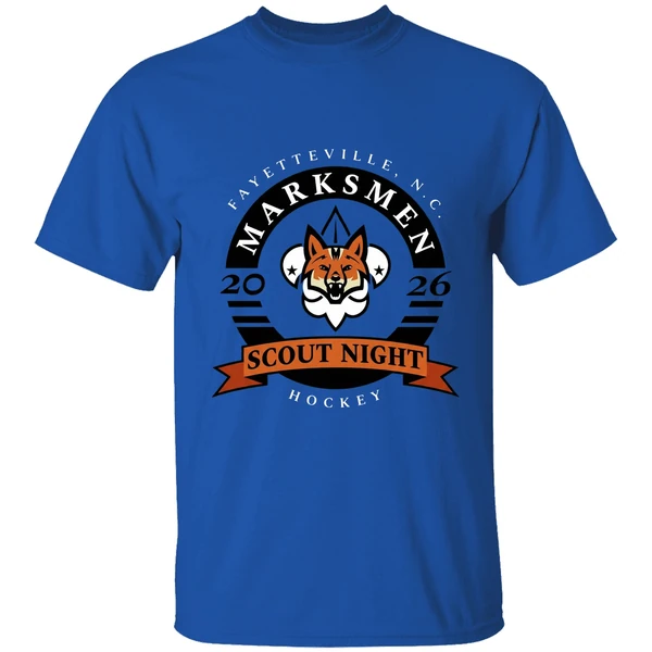 Fayetteville Marksmen Hockey Scout Night 2026 Logo Shirt - Image 5