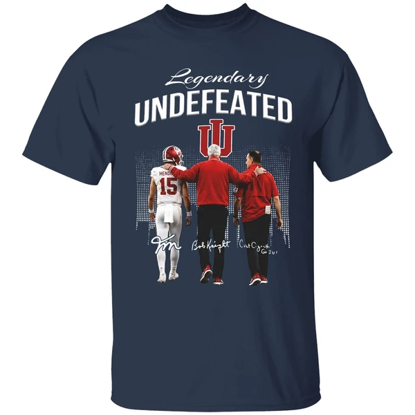 fernando mendoza bob knight and curt cignetti indiana hoosiers undefeated shirt navy