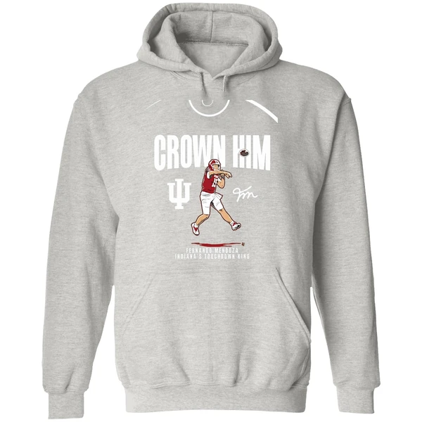 Fernando Mendoza Crown Him Indiana Hoosiers Touchdown King Chriast Hoodie - Image 9