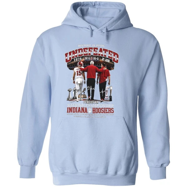 Fernando Mendoza Curt Cignetti And Bob Knight 2025 National Champions Signatures Hoodie - Image 4
