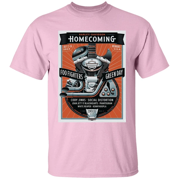 foo fighters and green day lead harley davidson homecoming festival shirt lightpink