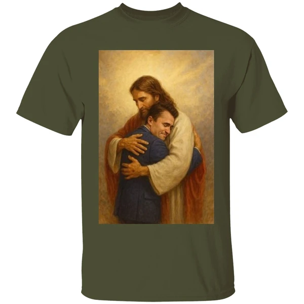 freedom charlie kirk and jesus shirt militarygreen