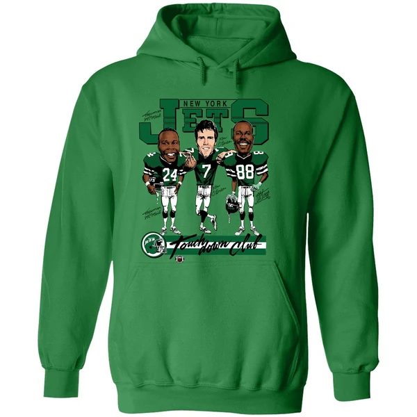 Freeman Mcneil Ken Obrien And Al Toon New York Jets Football Vintage Hoodie - Image 2