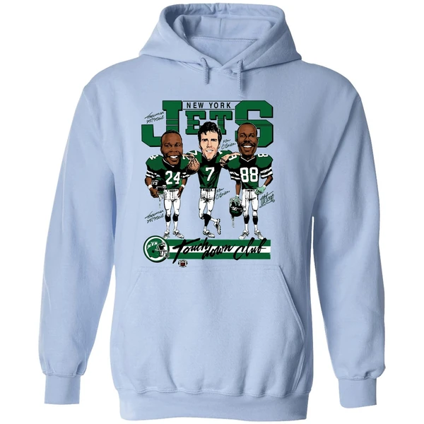 Freeman Mcneil Ken Obrien And Al Toon New York Jets Football Vintage Hoodie - Image 4
