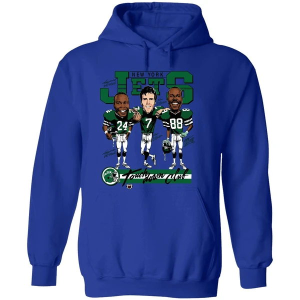Freeman Mcneil Ken Obrien And Al Toon New York Jets Football Vintage Hoodie - Image 7