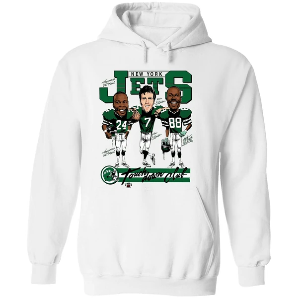 Freeman Mcneil Ken Obrien And Al Toon New York Jets Football Vintage Hoodie - Image 8