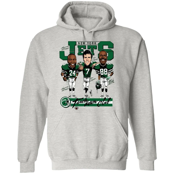 Freeman Mcneil Ken Obrien And Al Toon New York Jets Football Vintage Hoodie - Image 9