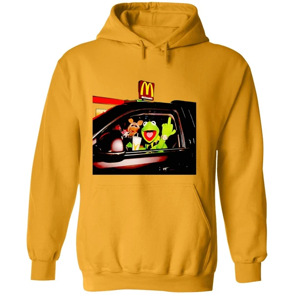 Frog Kermit Middle Finger And Miss Piggy Riding Car At Mcdonalds Hoodie