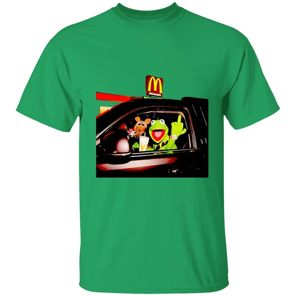 Frog Kermit Middle Finger And Miss Piggy Riding Car At Mcdonalds Shirt - Image 2