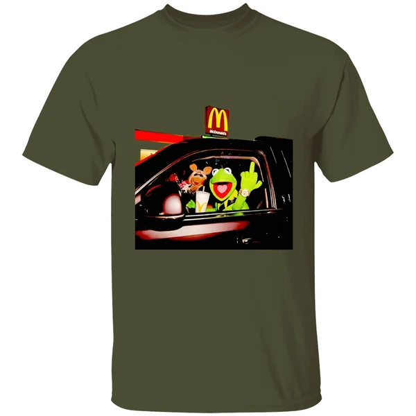 Frog Kermit Middle Finger And Miss Piggy Riding Car At Mcdonalds Shirt - Image 4