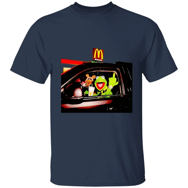 Frog Kermit Middle Finger And Miss Piggy Riding Car At Mcdonalds Shirt - Image 5