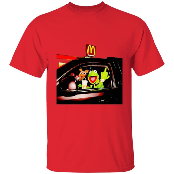 Frog Kermit Middle Finger And Miss Piggy Riding Car At Mcdonalds Shirt - Image 7