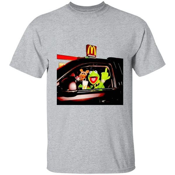 Frog Kermit Middle Finger And Miss Piggy Riding Car At Mcdonalds Shirt - Image 9