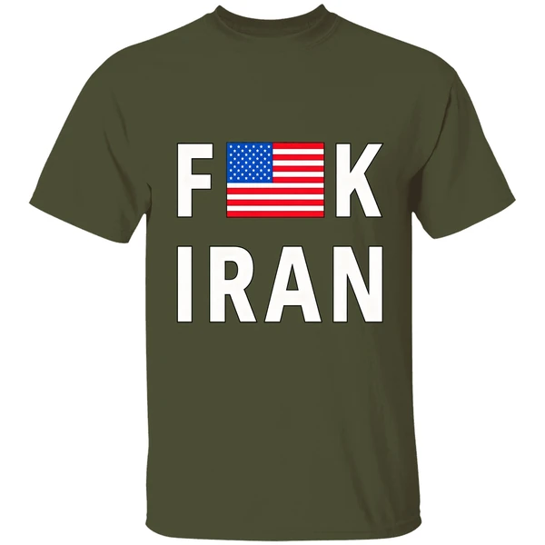 fuck iran usa flag shirt militarygreen